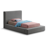 Meridian Furniture - Terra Boucle Fabric Upholstered Bed, Gray, Twin - Go for an impressive new look in the bedroom with this Terra boucle fabric bed. This low-profile bed features a slightly high headboard along with thick side rails and footboard-all upholstered in rich grey boucle fabric for a luxe look you'll fall in love with. This contemporary bed is bound to cause a stir in the master suite or other bedroom where it instantly becomes the star of the show when paired with the furnishings of your choice.