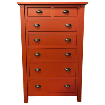 Penn Dresser, Red, 6 Drawer Chest, Bureau, Chest of Drawers