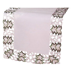 Xia Home Fashions - Tannenbaum Embroidered Cutwork Christmas Mini Table Runner, 12"x28" - Table Runners