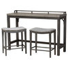 Bolam Gray Fabric 3-Piece Multipurpose Metal Counter Table Set