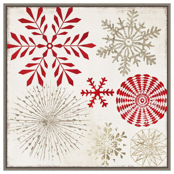Canvas Art Framed 'Christmas Snowflakes I' by PI Studio, Outer Size 22x22