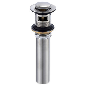 1-1/2" Push Pop-Up Drain Stopper for Sink, Brushed Nickel, With Overflow