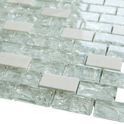 White Cleft Glass and Bianco Marble Mosaic Tile - Home Accessories & Decor