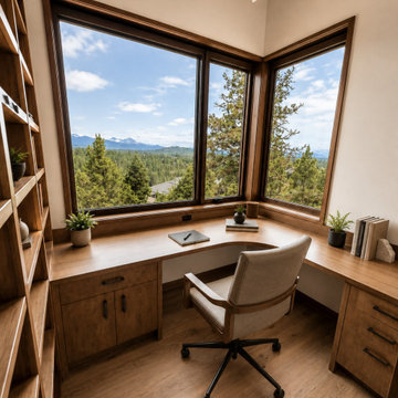Corner Office Desk & Bookcase with Cascade Views - Bend, OR