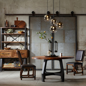 INK+IVY Industrial Rectangle Gathering Dining Table Adjustable Height, Amber