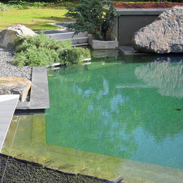 Gartenanlage mit großem Schwimmteich
