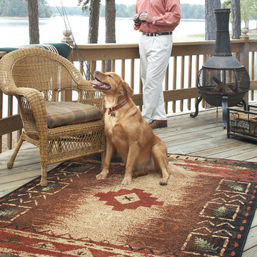 Badin Rectangle Machine Woven Rugs, Coffee Multi