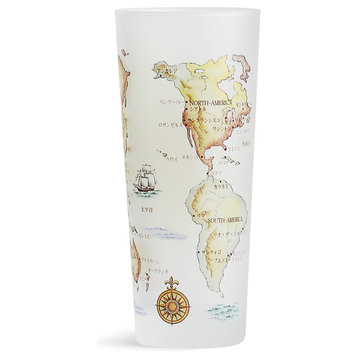 World Map Glass Cup