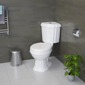 Sheffield Corner Round Dual Flush Toilet 2-Pc in White with Slow Close Seat