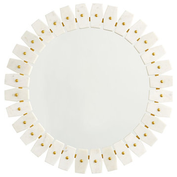 Capital Lighting Marble Frame Mirror, White Marble with Brushed Brass