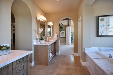Bathroom - transitional master bathroom idea in Orange County with an undermount sink