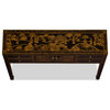 Hand Painted Chinoiserie Gold Scenery Chinese Black Elmwood Console Table