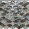 Diamond Pattern Glossy Finished Mosaic Tile, Green Mix Blue Mix Brown, 11 Sheets