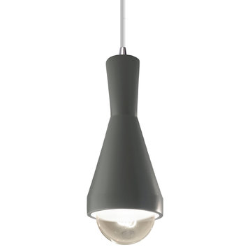 Erlen Pendant, Pewter Green, Polished Chrome, White Cord, Incandescent