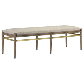 Currey and Company 7000-0302 Bench, Light Pepper/ Brass Finish