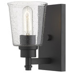 Z-LITE - Z-LITE 464-1S-MB 1 Light Wall Sconce, Matte Black - Z-LITE 464-1S-MB 1 Light Wall Sconce, Matte BlackCollection: BohinFrame Finish: Matte BlackFrame Material: SteelShade Finish/Color: Clear SeedyShade Material: GlassDimension(in): 6.5(L) x 5(W) x 8.5(H)Bulb: (1)100W Medium base,Dimmable(Not Included)Vanity/Sconce Dual Mount(Up & Down): YesUL Classification/Application: CUL/cETLu/Damp