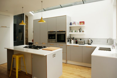 This is an example of a modern kitchen in London.