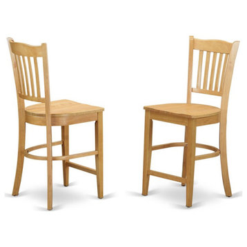 East West Furniture Groton 11" Wood Counter Stools in Oak (Set of 2)