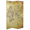 6' Tall Double Sided Vintage World Map Canvas Room Divider