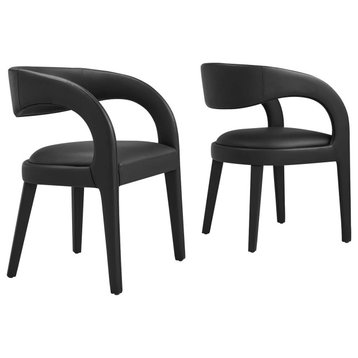 Pinnacle Vegan Leather Dining Chair Set of 2, Black