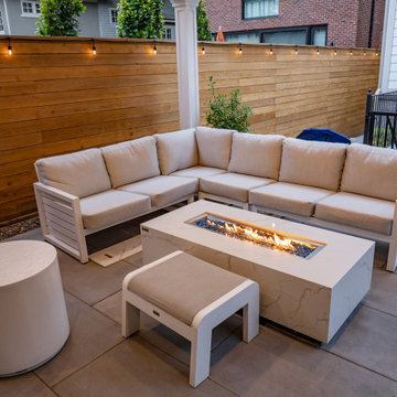Modern Toronto Backyard | Custom Cabana, Pool, Outdoor Kitchen, Fire Pit & Deck
