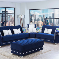 Royal Home Sectional Sofa in Riva Dark Blue by Casamode Furniture - Sectional Sofas