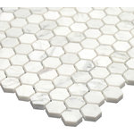 All Marble Tiles - 12"x12" Bianco Carrara Polished Marble Honey Comb Mosaic Tile - SAMPLES ARE A SMALLER PART OF THE ORIGINAL TILE. SAMPLES ARE NOT RETURNABLE.