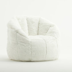 Big Joe Milano Bean Bag Chair in White Fur - Bean Bag Chairs