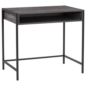 UrbanPro Engineered Wood Premium Desk with Cubby Storage in Dark Gray