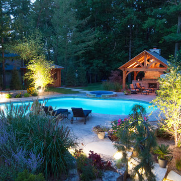 Lagoon Inground Pool In A Craftsman Style Backyard