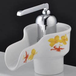 Elegant Waterfall Bathroom Sink Tap with Ceramic Spout T0538B - Bathroom Sink Faucets