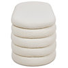 Fuji 49" Upholstered Oval Storage Bench, Ivory White Boucle