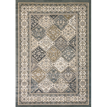 Yazd 8471-510 Area Rug, Blue And Ivory, 2'x7'7" Runner