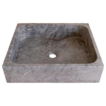 Tundra Gray Marble Farmhouse Rectangular Sink (W)16" (L)19.5" (H5")