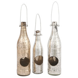 Rustic Candleholders Paige Mercury Glass Candleholder Bottles, Set of 3