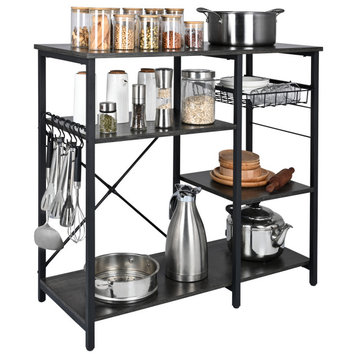 VEVOR 5-Tier Kitchen Bakers Rack Storage Shelf With Cabinet Microwave Oven Stand
