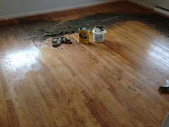 How to remove residue from under carpet from h/w floors?