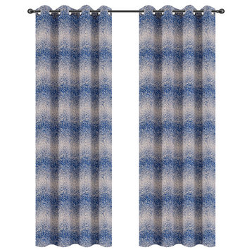 Jacquard Metro Drapery Curtain Panels, Blue, 50"x96", Set of 2