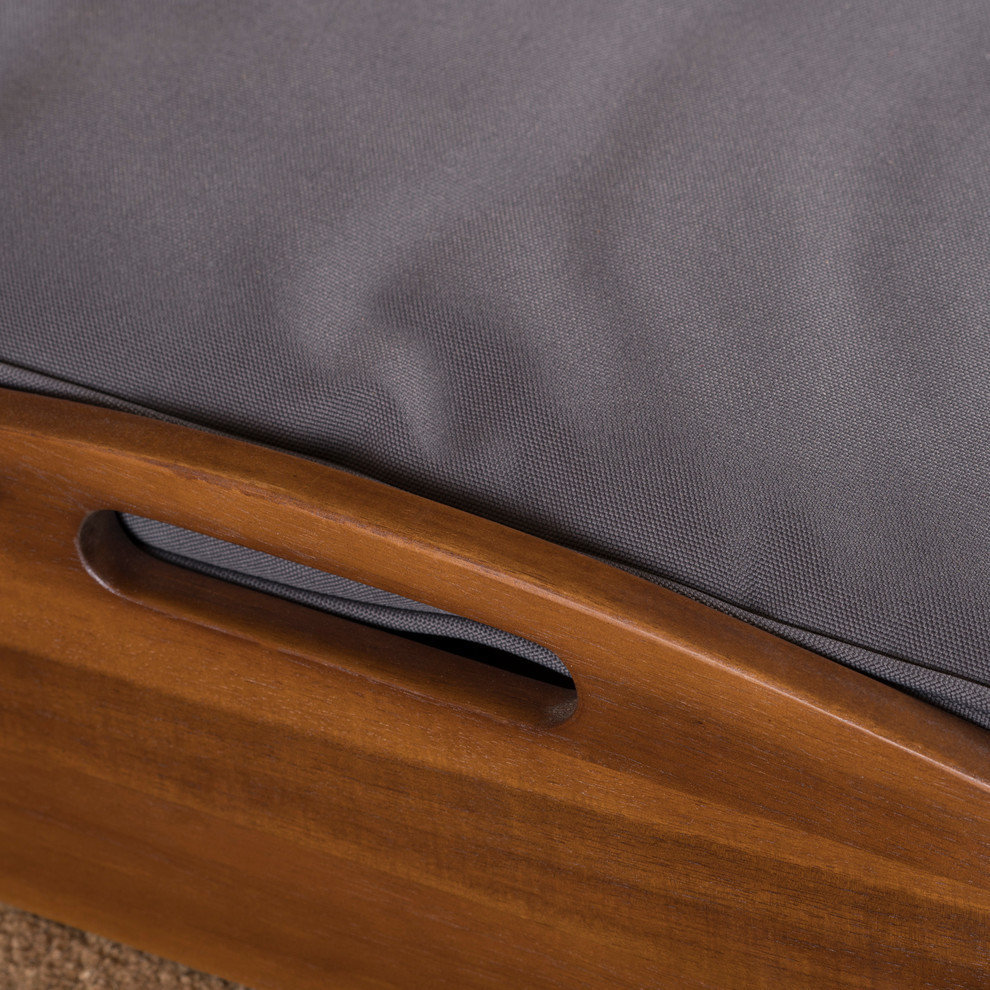 GDF Studio Frenty Mid Century Modern Dark Oak Acacia Wood Dog Bed With Storage