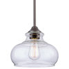 Kira Home Harlow 9" Farmhouse Pendant Light, Glass Shade, Adjustable Hanging