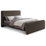 Meridian Furniture - Stylus Black Boucle Fabric Full Bed, Brown, King - Make this Stylus boucle fabric bed the focal point of your new bedroom makeover. This lovely bed features an uber modern look with its curved headboard and footboard and its all-over neutral color. Brown boucle upholstery adds a softness to this contemporary design while feeling gentle and welcoming to the skin while you watch TV or read in bed. A sturdy frame adds resilience and long life to the bed's construction for continued enjoyment and performance.