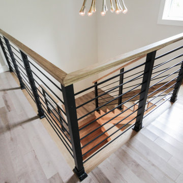 Project #71 | Modern Hickory Staircase with Horizontal Balustrade