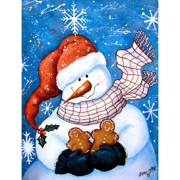 Gingerbread and Snowflake Snowman Flag Canvas House Size Pjc1012Chf