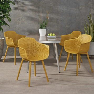 Lotus Outdoor Dining Chair, Set of 4, Yellow