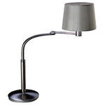 Jesco Lighting - Jesco Lighting TL616 Clubroom - One Light Table Lamp - Clubroom collection in Satin Nickel. The CLUBROOM suite features an elegant gray shade with satin nickel accents. The collection of wall sconces, table and floor lamps has built-in dimmer switche. With on/off dimmer switch. Swivels, extends up to 24-3/8". Up/Down illumination.  Shade Included: TRUE  Dimable: TRUEClubroom One Light Table Lamp Satin Nickel Gray Shade *UL Approved: YES *Energy Star Qualified: n/a  *ADA Certified: n/a  *Number of Lights: Lamp: 1-*Wattage:60w A19 bulb(s) *Bulb Included:No *Bulb Type:A19 *Finish Type:Satin Nickel