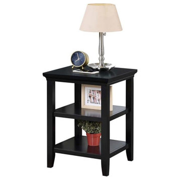 Convenience Concepts Tribeca Square End 3 Tier Table in Black Wood Finish