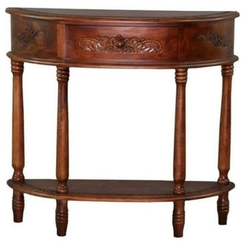 Bowery Hill Half Moon Console Table in Walnut Stain
