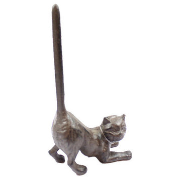 Cast Iron Cat Extra Toilet Paper Stand 10"