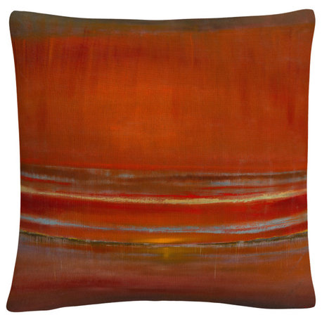 Red Horizon Abstract Bold Industrial By Masters Fine Art Decorative Throw Pillow