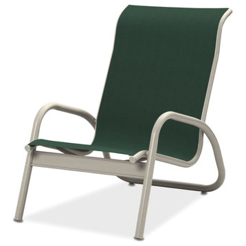 Gardenella Sling Stacking Poolside Chair, Textured Warm Gray, Forest Green